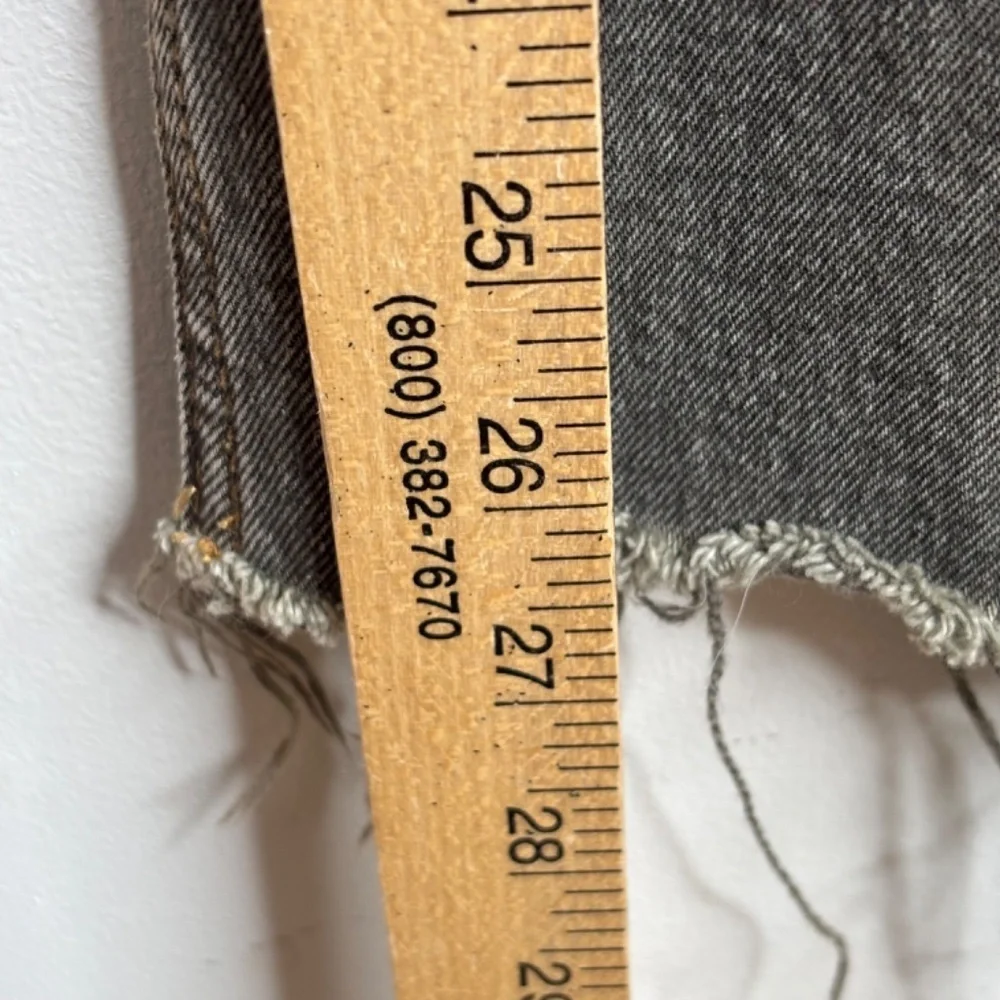 Re/Done 70s Ultra High Rise Stove Pipe Jean 27 Washed Chocolate Brown Raw Hem